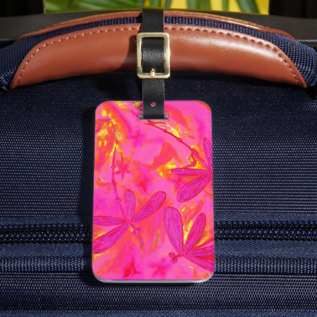 Etiqueta Para Maletas Libélula revolotea días brumosos (Anverso In situ 2)