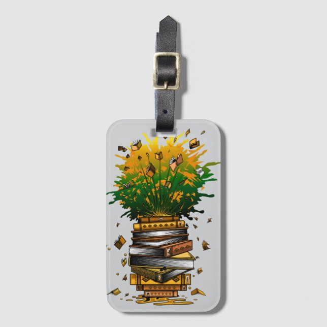 Etiqueta Para Maletas Libros de piña (Anverso vertical)