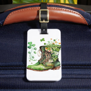 ETIQUETA PARA MALETAS LIBROS DE TRABAJO IRLANDESES VERDES CON FLORES DE 