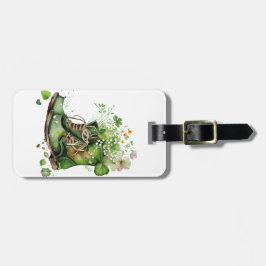 ETIQUETA PARA MALETAS LIBROS DE TRABAJO IRLANDESES VERDES CON FLORES DE 