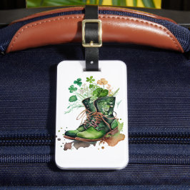 ETIQUETA PARA MALETAS LIBROS DE TRABAJO IRLANDESES VERDES CON FLORES DE