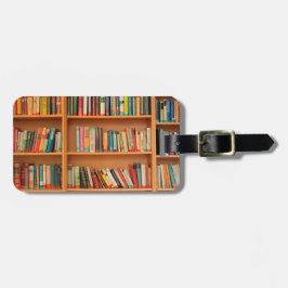 Etiqueta Para Maletas Libros en fondo de estantería