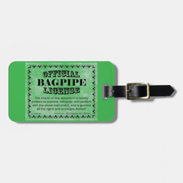 Etiqueta Para Maletas Licencia de Bagpipe (Frente Horizontal)