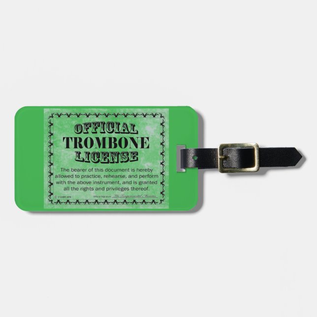 Etiqueta Para Maletas Licencia Trombone (Frente Horizontal)
