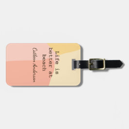 Etiqueta Para Maletas Life is better at beach yellow orange boho rustic