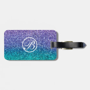 Etiqueta Para Maletas Lila Lavanda & Verde Agua Teal Brillante Glitter