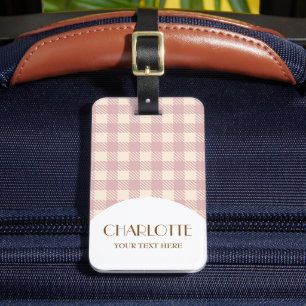 Etiqueta Para Maletas lilac lavander pale púrpura preppy gingham verific