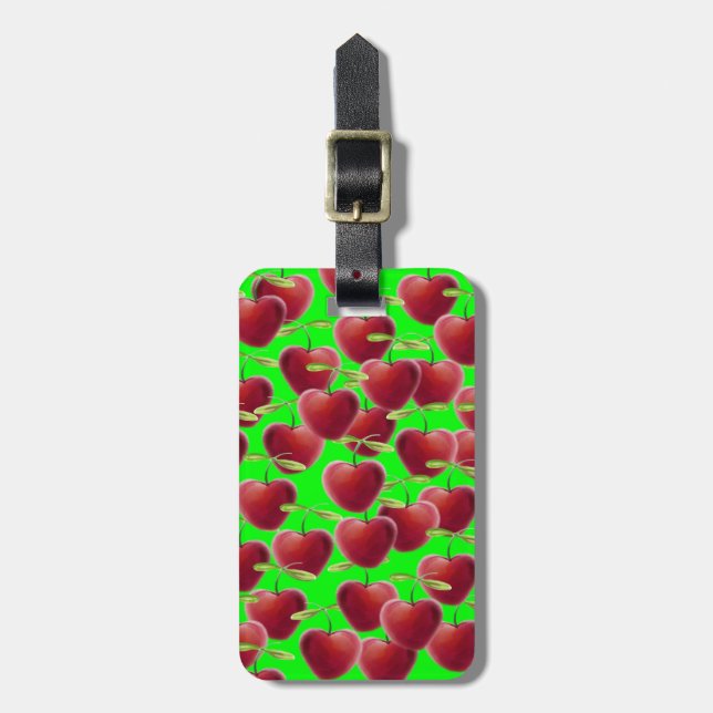 Etiqueta Para Maletas Lime Green Cherry Splash (Frente Vertical)