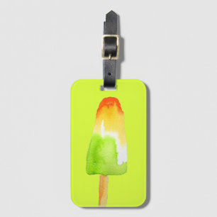 Etiqueta Para Maletas Lime naranja popsicle Arte pop de verano de bloque
