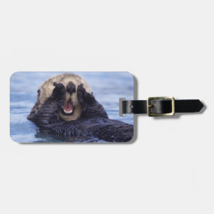 Etiqueta Para Maletas Linda nutria marina   Alaska, EE. UU.