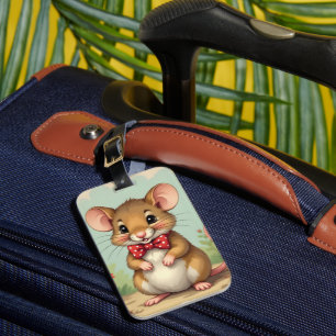 Etiqueta Para Maletas Lindo adorable ratón con corbata