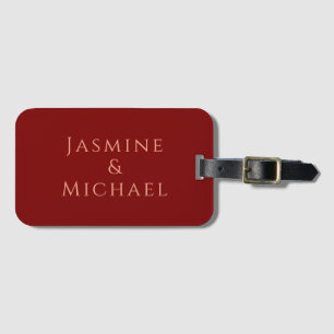 Etiqueta Para Maletas Lindo Minimalista Rojo Profundo y Melocotón Nombre