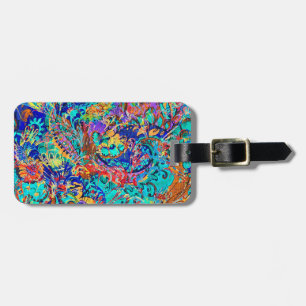 Etiqueta Para Maletas Lindo patrón floral vintage colorido