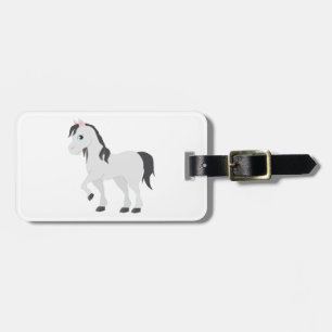 Etiqueta Para Maletas Lindo Poni Gris Dibujo Animado Caballo Caprichoso