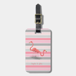 Etiqueta Para Maletas Lindos flamencos, rayas personalizadas
