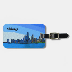 Etiqueta Para Maletas Línea aérea de Chicago en Collage Paint