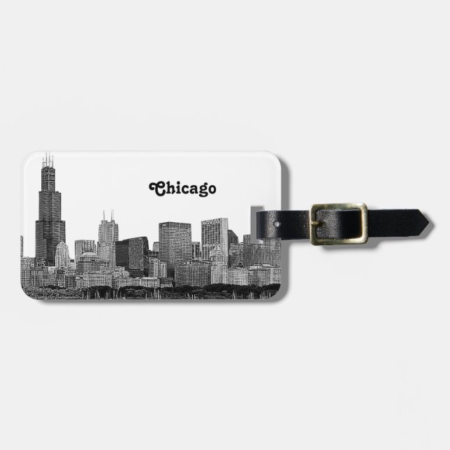 Etiqueta Para Maletas Línea aérea de Chicago Etched (Frente Horizontal)