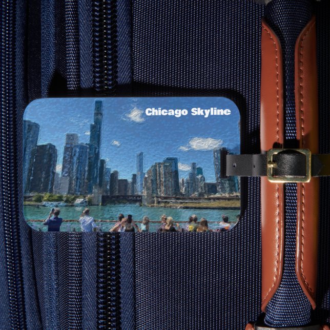 Etiqueta Para Maletas Línea aérea de Chicago, Illinois (Anverso In Situ 4)