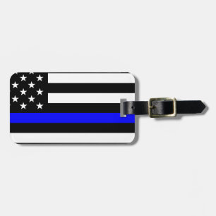 Etiqueta Para Maletas - Línea Azul delgada de la policía de bandera de l