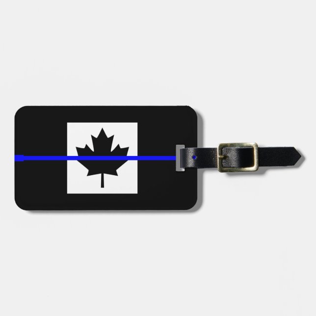 Etiqueta Para Maletas Línea Azul delgada en bandera canadiense (Frente Horizontal)