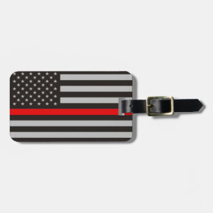 ETIQUETA PARA MALETAS LÍNEA ROJA FINA BANDERA AMERICANA