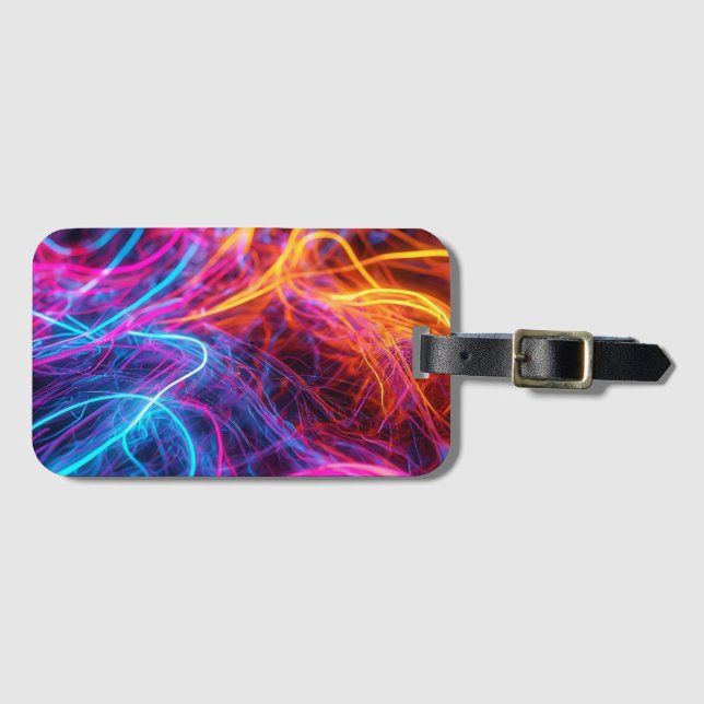 Etiqueta Para Maletas Líneas de Neon (Anverso horizontal)