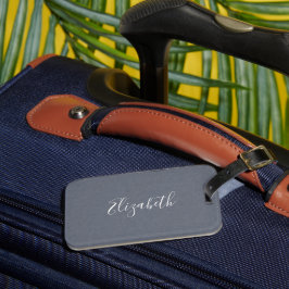 Etiqueta Para Maletas Lino azul gris elegante moderno personalizado