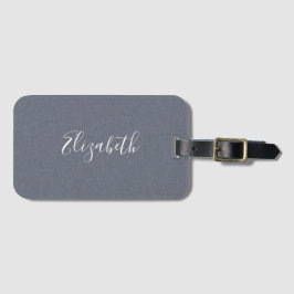 Etiqueta Para Maletas Lino azul gris elegante moderno personalizado