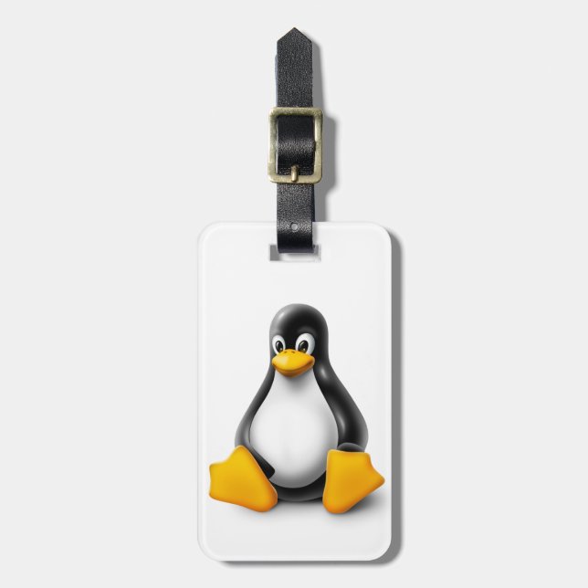 Etiqueta Para Maletas Linux Tux el Pingüino (Frente Vertical)