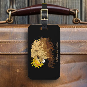 Etiqueta Para Maletas Lion Black Yellow Mandala Sun
