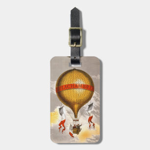 Etiqueta Para Maletas Litografía de Globo Aerostático Vintage 1880 Lacha