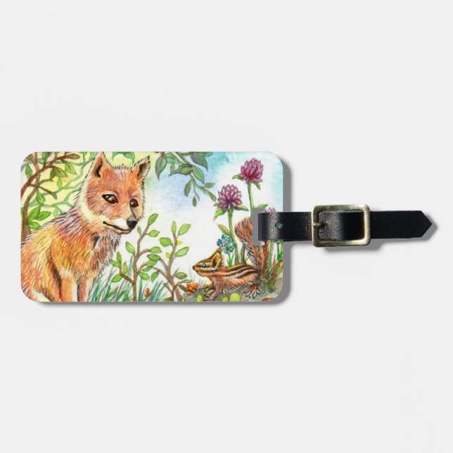 Etiqueta Para Maletas Little Fox Y Chipmunk (Frente Horizontal)
