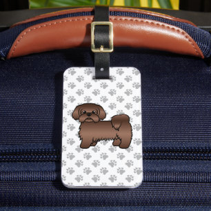 Etiqueta Para Maletas Liver Brown Shih Tzu Cartog perro y Personalizado