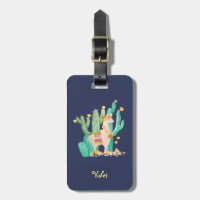 Llama y acuarela color azul cactus personalizado