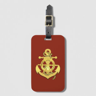 Etiqueta Para Maletas Llave de ladrillo rojo/dorado de la rueda/ancla de