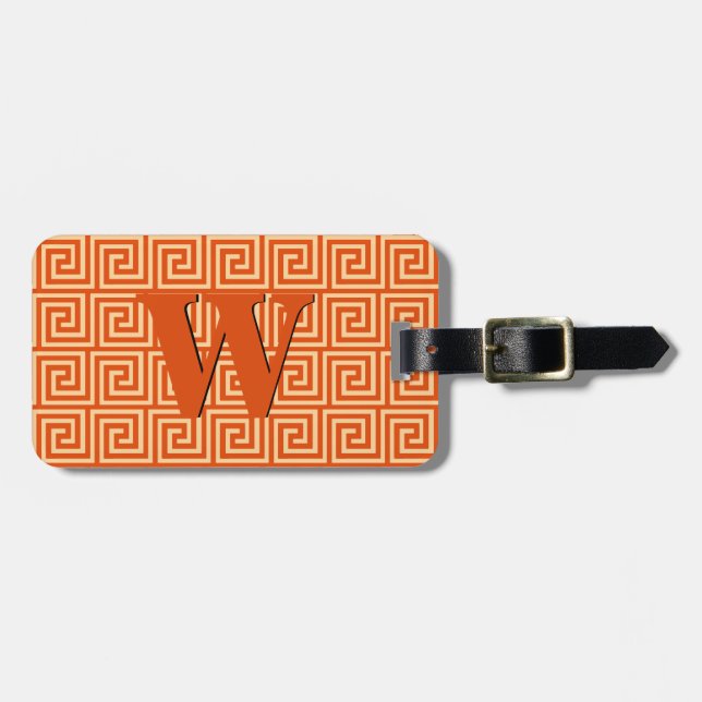 Etiqueta Para Maletas Llave griega, mandarina (Frente Horizontal)