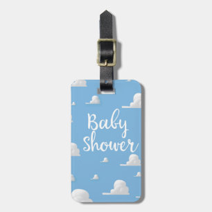 Etiqueta Para Maletas Lluvia de Nubes Blancas Hinchadas para Baby Shower