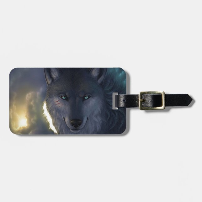 Etiqueta Para Maletas Lobo de la fantasía (Frente Horizontal)