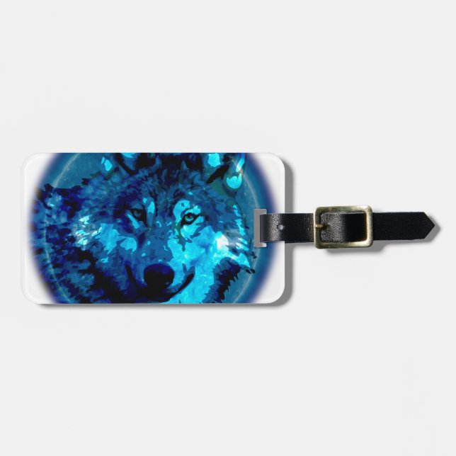 Etiqueta Para Maletas Lobo de la luna (Frente Horizontal)