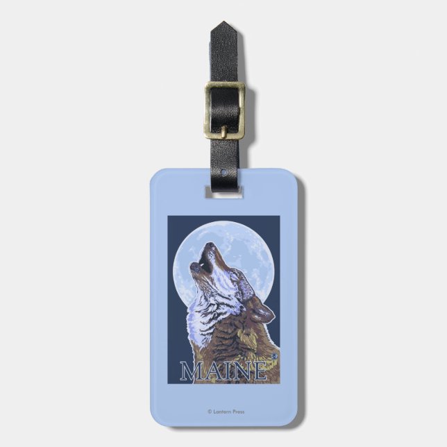 Etiqueta Para Maletas Lobo de MaineHowling (Frente Vertical)