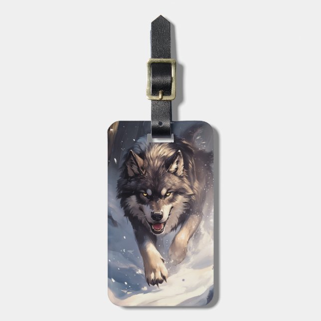 Etiqueta Para Maletas Lobo en invierno (Frente Vertical)