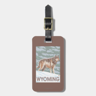 Etiqueta Para Maletas Lobo gris StandingWyoming