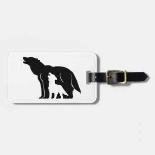 Etiqueta Para Maletas Lobos blancos y negros