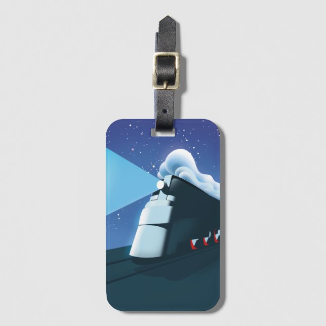 Etiqueta Para Maletas Locomotora Art Deco (Anverso vertical)