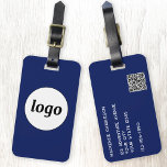 Etiqueta Para Maletas Logo Código QR Navy Blue Business Promocion<br><div class="desc">Diseño de logotipo sencillo para su negocio. Reemplace el logotipo, el código QR y los detalles por el suyo propio y cambie el color de fondo de la herramienta de diseño a personalizar. Ideal como artículo promocional para dar a clientes, clientes y empleados, y para viajes de negocios y ferias.,...</div>
