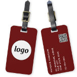 Etiqueta Para Maletas Logo Código QR Promocion de Negocio de Borgoña<br><div class="desc">Diseño de logotipo sencillo para su negocio. Reemplace el logotipo, el código QR y los detalles por el suyo propio y cambie el color de fondo de la herramienta de diseño a personalizar. Ideal como artículo promocional para dar a clientes, clientes y empleados, y para viajes de negocios y ferias.,...</div>