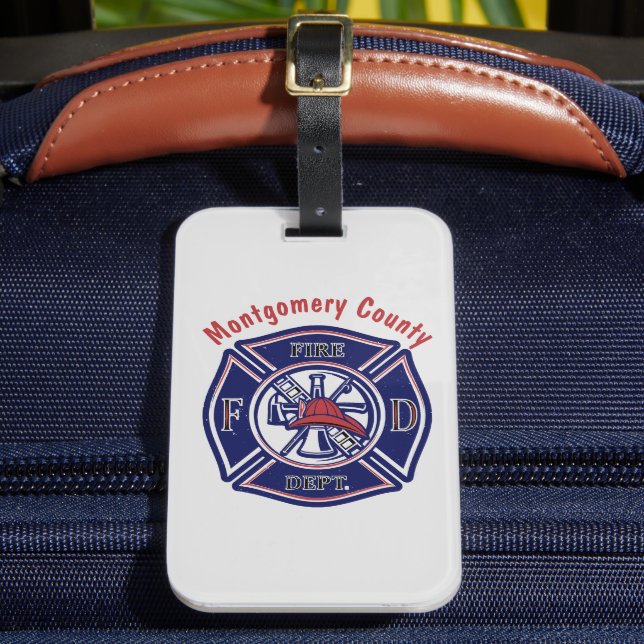 Etiqueta Para Maletas Logo del distintivo azul para bomberos personaliza (Anverso In situ 2)