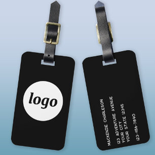 Etiqueta Para Maletas Logo Minimalista Negocio Negro