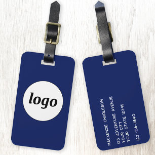 Etiqueta Para Maletas Logo Minimalista Promocional Azul Marino Empresari