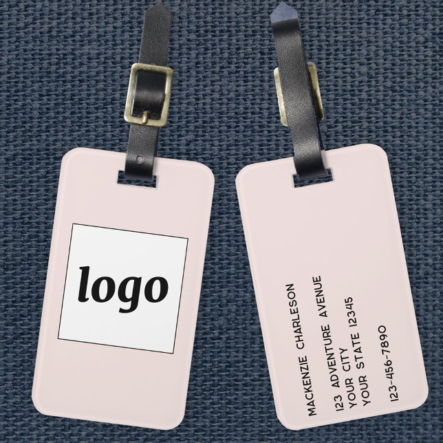 Etiqueta Para Maletas Logo Rubor Pink Business (Logo with custom text business promotional luggage tag)